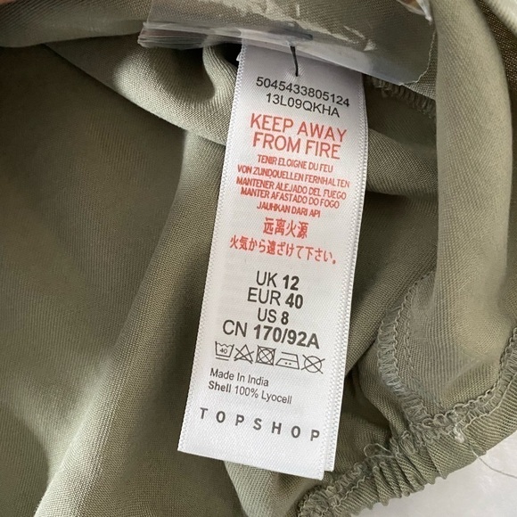 TOPSHOP Green Crop Short Sleeve Button Up Size 8 - Picture 7 of 7
